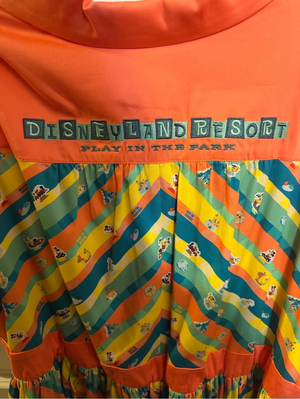 Dress shop Disney Orange, Teal, Yellow Striped Fit-and-Flare Dress